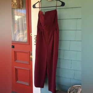 Strapless burgundy/maroon jumpsuit